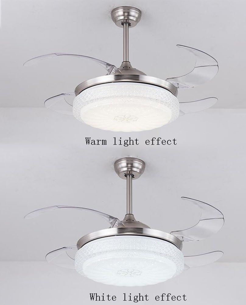 YUEGOO Ceiling Fans with Lamps,Silent Stealth Fan Light Acrylic Led Ceiling Fan Light with Remote Control for Living Room Bedroom