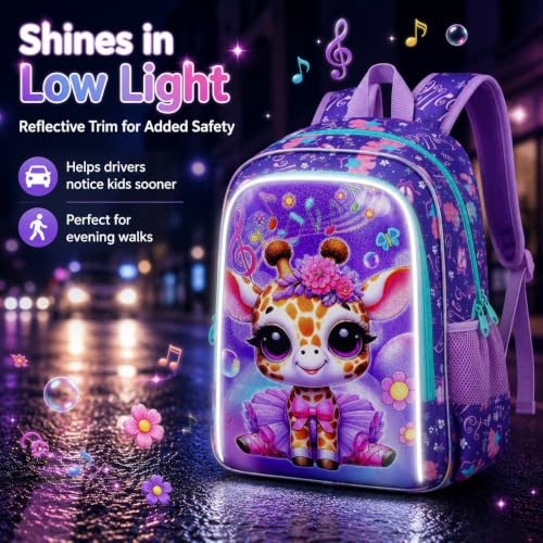 Image of CCJPX 3PCS Kids Backpack for Girls,16 inch Ballet Giraffe Preschool Backpacks with Lunch Bag, Cute Water Resistant Kindergarten School Bookbag for Elementary Kids Teen Travel