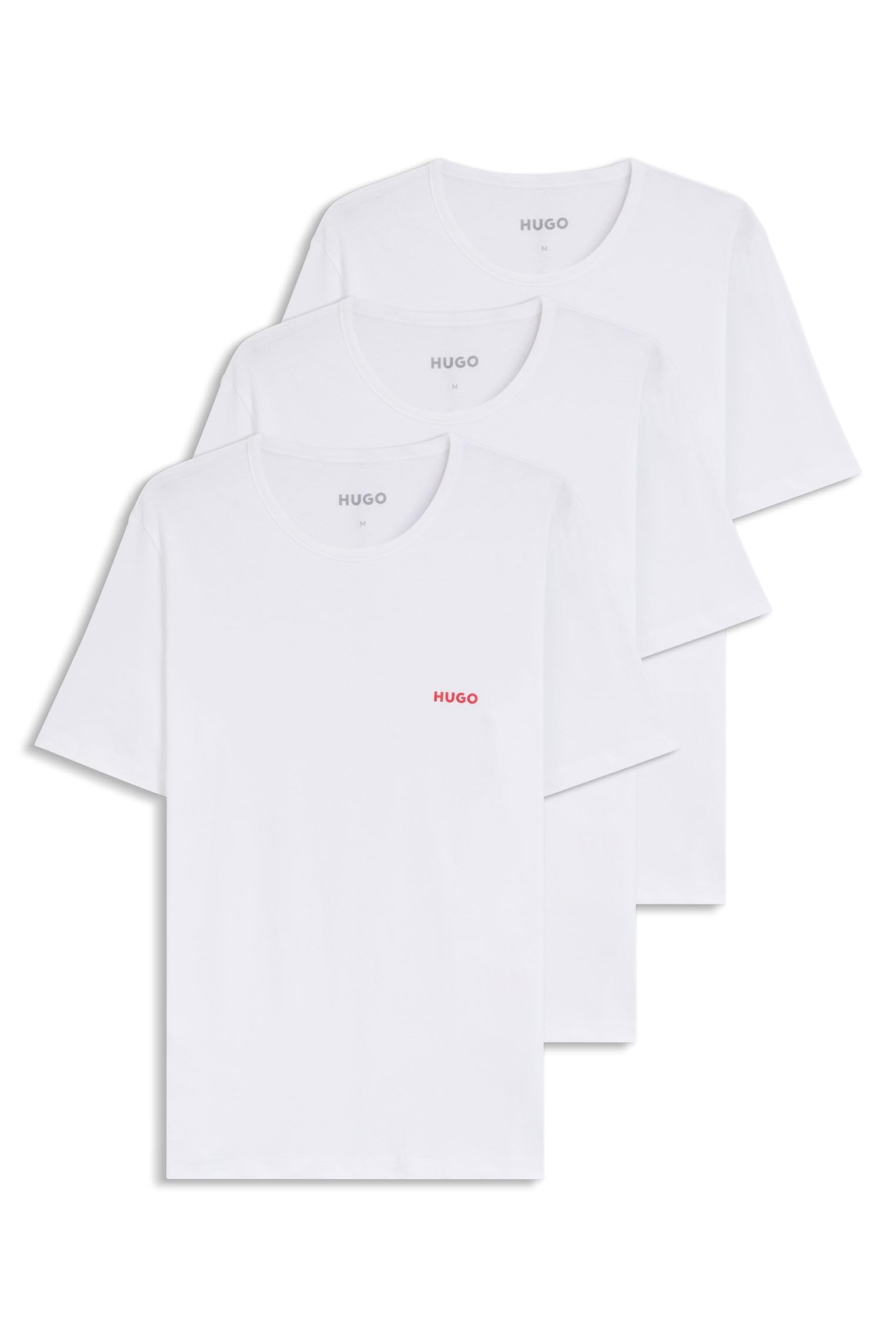 HUGO Mens T-Shirt RN Triplet P 3-Pack of Cotton Underwear T-Shirts White