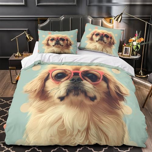 Housse de couette chien imprimé 3D grand lit King taie oreiller sans plis - 4