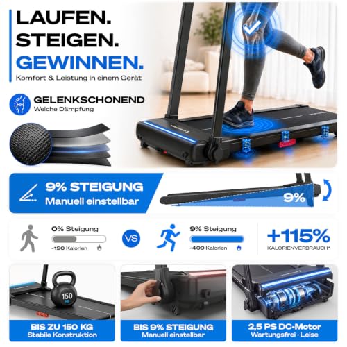 Sportstech, Laufband für Zuhause klappbar, bis 12 km/h, 9% Steigung – Ansicht 5