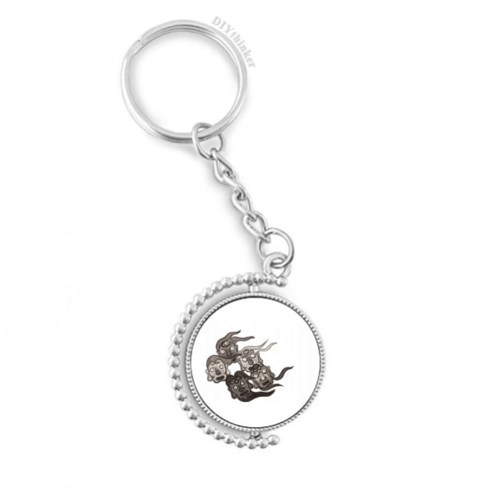 Llavero giratoria Cinco Goblins con anillo reforzado y diseño artístico oriental 4