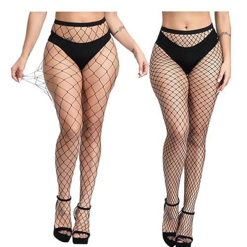 Image of Fishnet Stockings For Women High Waisted Fishnet Tights Sexy Wide Mesh Fishnet Stockings