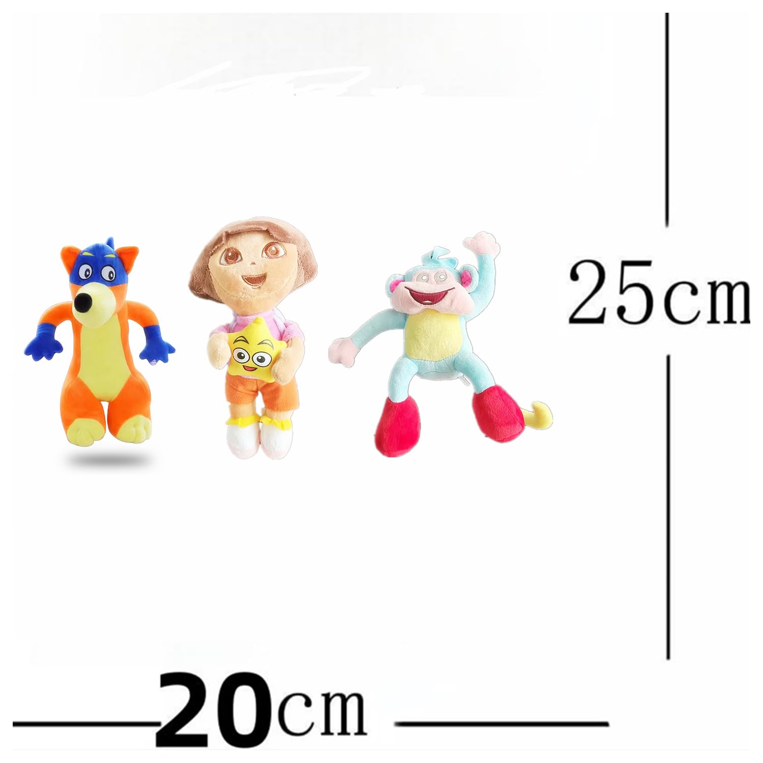 ZXQJRAQ 3PCS Set Dora Collections Plush Toys Dora Boots and Swiper