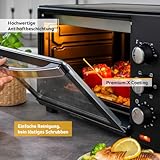 TZS First Austria – 35 Liter, 1600 Watt Minibackofen mit Innenbeleuchtung und Umluft Mini Pizza-Ofen, Doppelglastür, Timer | Mini Backofen | Pizzaofen | herausnehmbares Krümelblech Garraumbeleuchtung - 4