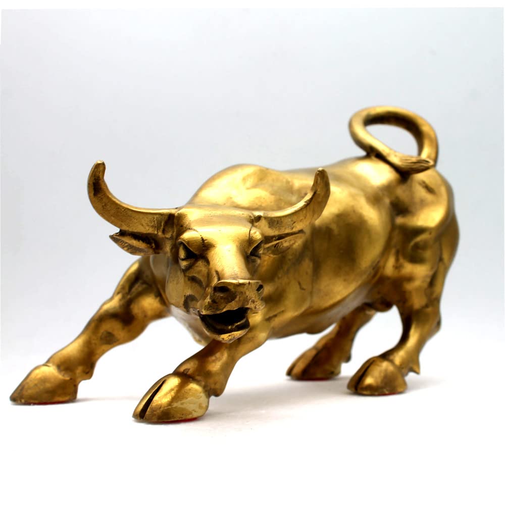 Wall Street Bull Standbeeld Gouden Geluk Rijkdom Feng Shui Standbeeld voor Thanksgiving/Kerst Handgemaakte Gift Hars,Goud