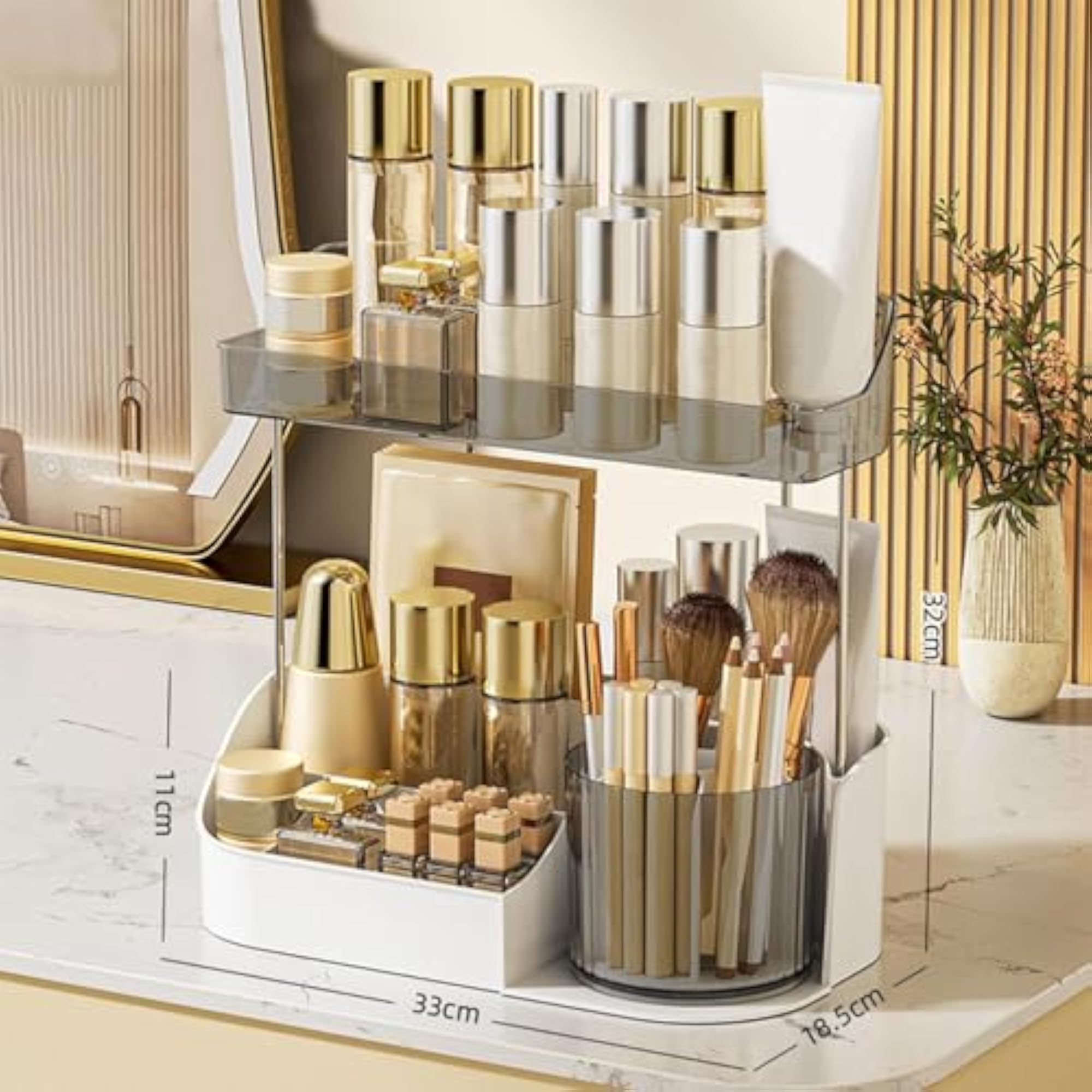 Makeup Desk Organizer Container, Cosmetic Storage for Dresser