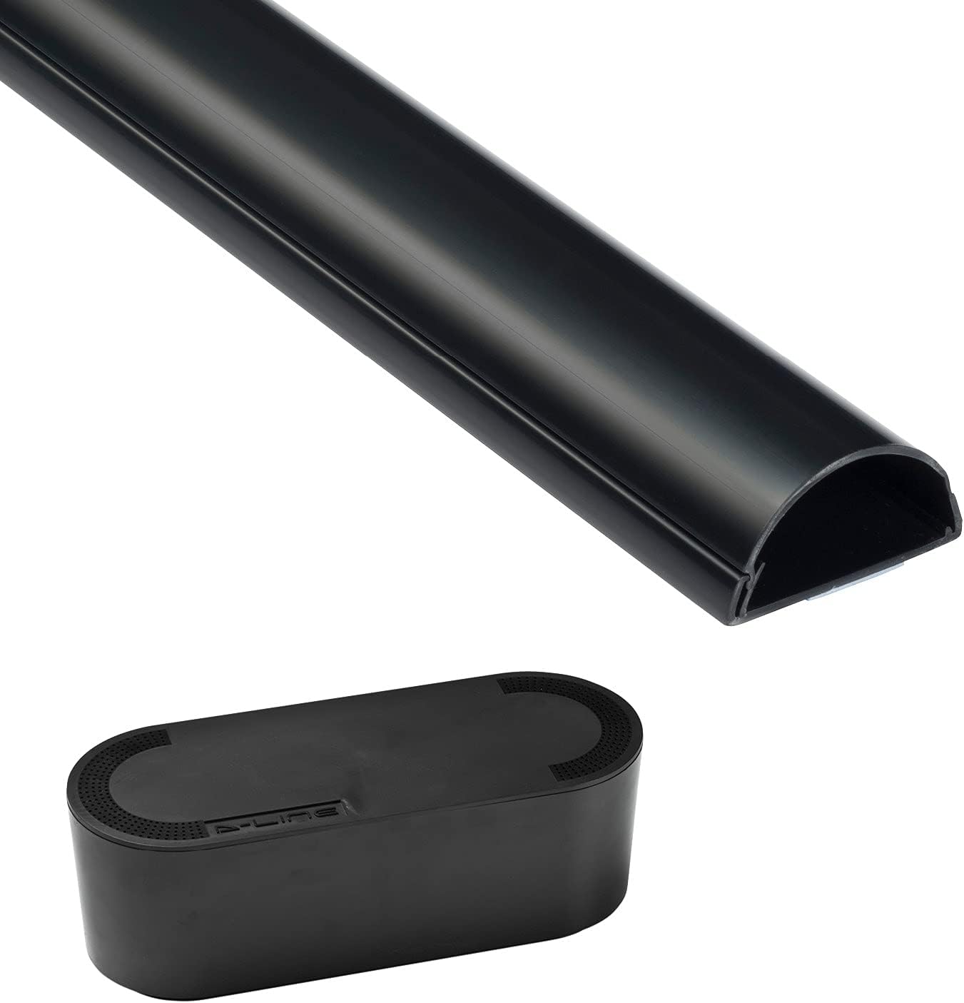 D-Line Cable Management Box (Small) & Large Cable Raceway Length 2" (W) x 1" (H) x 39" Length - Black