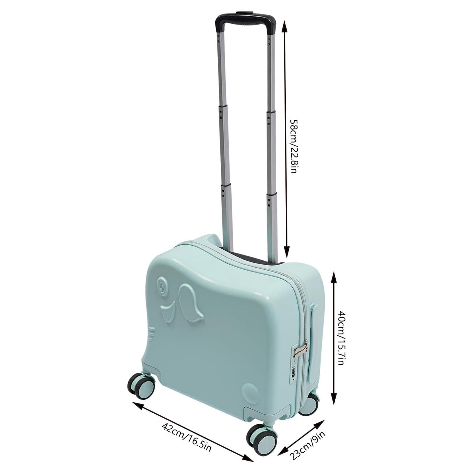 Bagaglio a mano per bambini, valigia con ruote per riporre oggetti da | viaggio con manico estensibile, design leggero e rigido, mobilità liscia, dimensioni compatte per viaggi e vacanze, Verde men