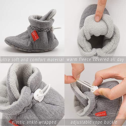 Babelvit Newborn Baby Boy Girl Soft Fleece Booties Stay On Infant Slippers Socks Shoe Non Skid Gripper Toddler First Walkers Winter Ankle Crib Shoes #TOP2