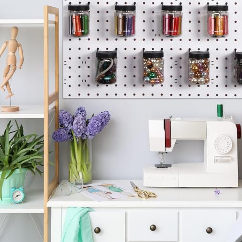 Image of Unittype 20 Set Pegboard Organizer Accessories Peg Boards Jars with Lids Plastic Pegboards Bins Storage Containers Clear Peg Board Wall Organizer for Garage Sewing Office Home Supplies(Clear Black)