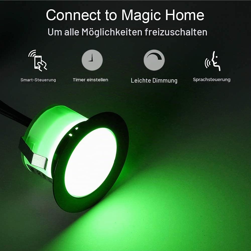 bodeneinbaustrahler aussen rgbw, wifi Led einbaustrahler außen 12v mini Led spot Light Terrassenbeleuchtung, Wasserdicht IP67, LED einbauleuchten mit Fernbedienung Kompatibel mit Alexa Google Home