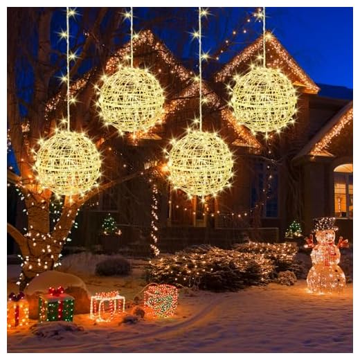 Best garden christmas lights Outdoor String Lights with 4 LED Balls