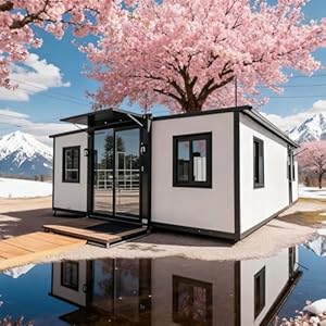 Prefabricated Tiny Houses for Sale, 20ft Luxury Modular Exfoldable Mobile Villa Hotel Cabin 2 3 Spacious Bedrooms and 1 Fully Equipped Bathroom and Kitchen Tiny Houses to Live in for Adults