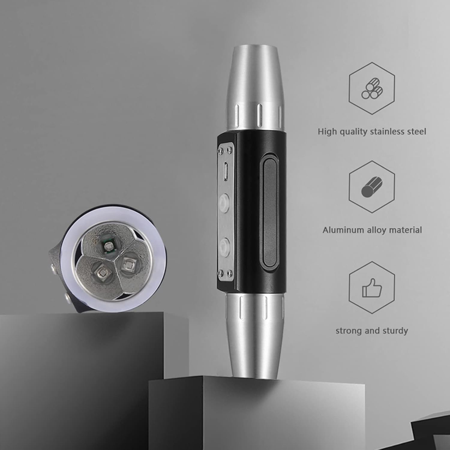 Jadpes DX6 Professional Super Bright USB Charging heads 6 Lights Expert Fluorescent Jade Flashlight Bright Torch for Jewelry Appraisal for gemstones rhinestone , Jade Appraisal Flashlight , Jade Appra