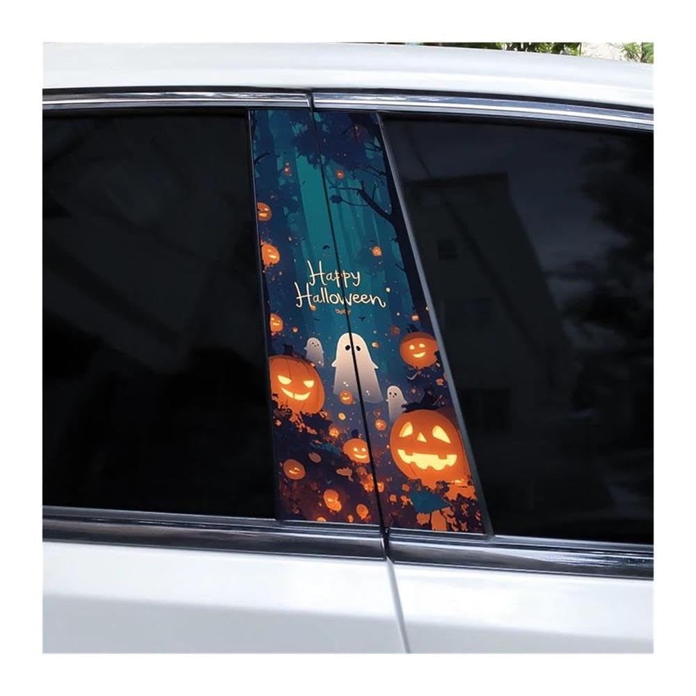 Body Parts 2pcs Car Center Pillar Sticker Ghost Waterproof Protective Film(D)