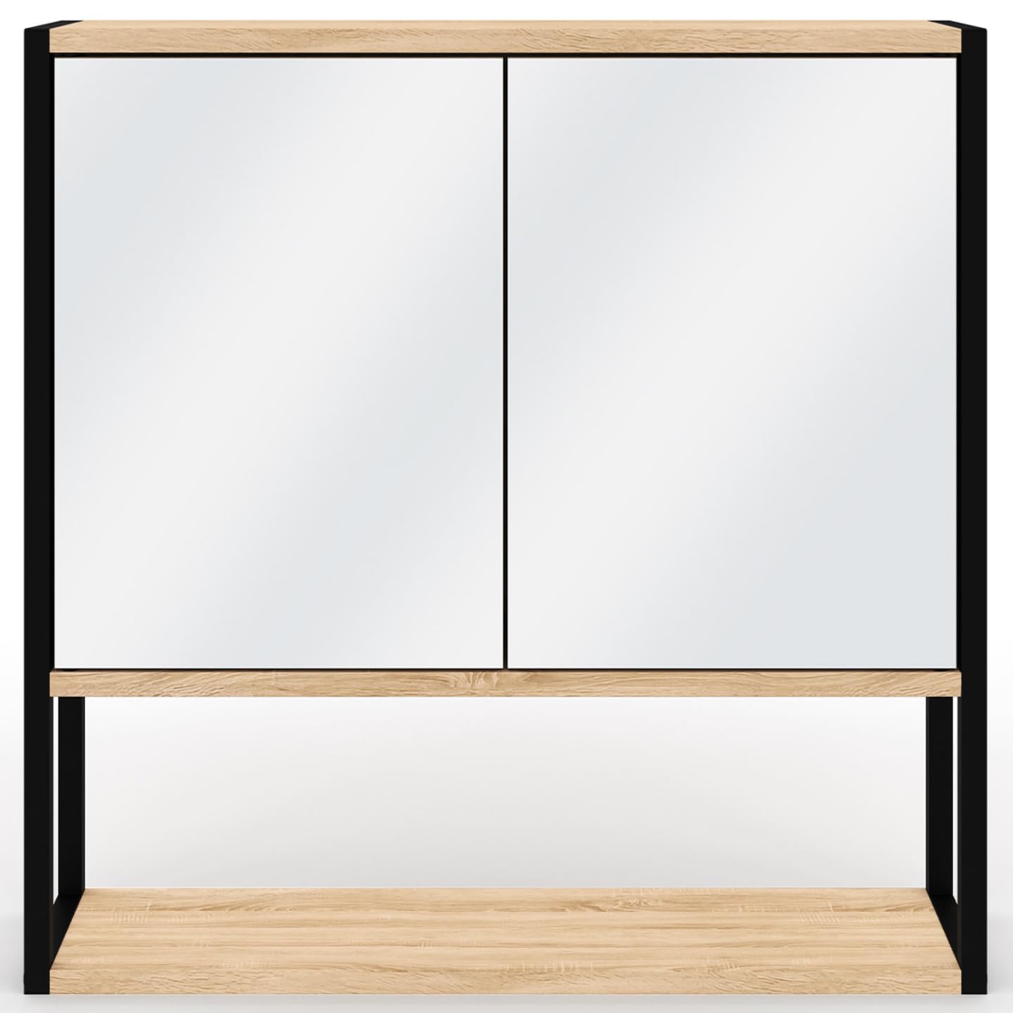 IDMarket - Meuble de Rangement Suspendu avec Miroir pour Salle de Bain Detroit Design Industriel