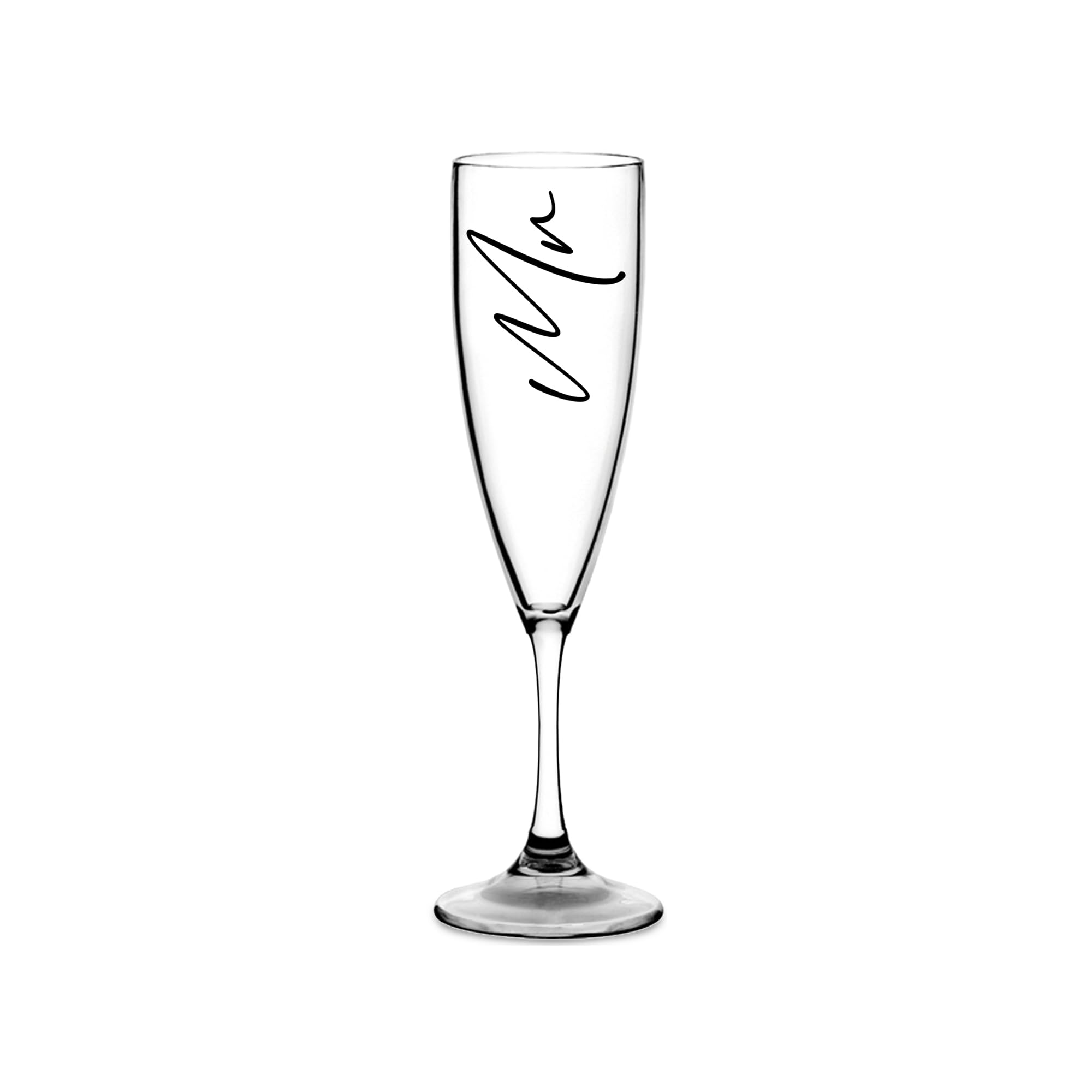 Print Maniacs Champagne Premium Clear Flute Glass Bride Groom Mr Mrs Wedding Maid Honour Wine Cocktail Prosecco Celebrations Gift (Black, Mr)