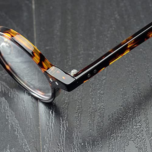 Modne retro nieregularne okulary do czytania, czytniki komputerowe blokujące niebieskie światło, kwadratowa + okrągła tytanowa ramka (kolor: przezroczysty, rozmiar: 2,5 x)