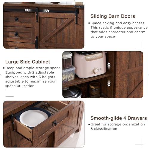 T4Tream Farmhouse Sideboard Buffet Cabinet With Storage thumb #5