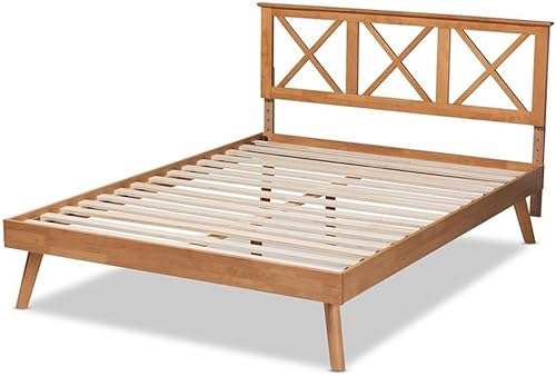 Baxton Studio Galvin - Cama de plataforma moderna y contemporánea de madera con acabado marrón