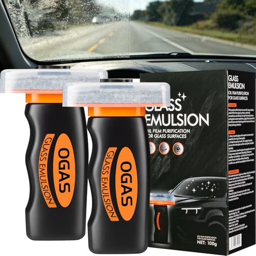 Clussbin Car Oil Film Cleaner Glass Emulsion Cleaner Handle Oil Film Remover&Windshield Cleaner For Cars Window Glass Emulsion Crystal Clear View(2 Large)