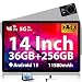 14 Inch Tablet, 2.5K Dsiplay, 36GB RAM 256GB ROM/TF 1TB, Octa-Core Gaming Tablet, 4G LTE Dual SIM + 5G WiFi, Android 15 Large Tablet, GPS/Quad Speakers/Metal Body/11580mAh, Earphone/Case/Pen Incl.