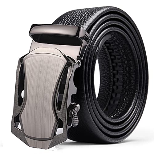 HOBEKRK Gürtel Leder Taillengürtel Breit Herren-Gürtel Lederwaren Leder Kleinlederwaren Männer Jugend Mode Echtleder Unternehmen Beiläufig Automatische Schnalle Rindsleder,Black,120cm Cover