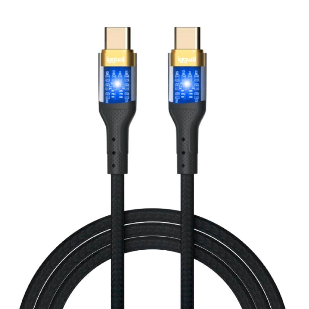 iggual Cable USB-C a tipo C 3A 100 cm trenzado LED