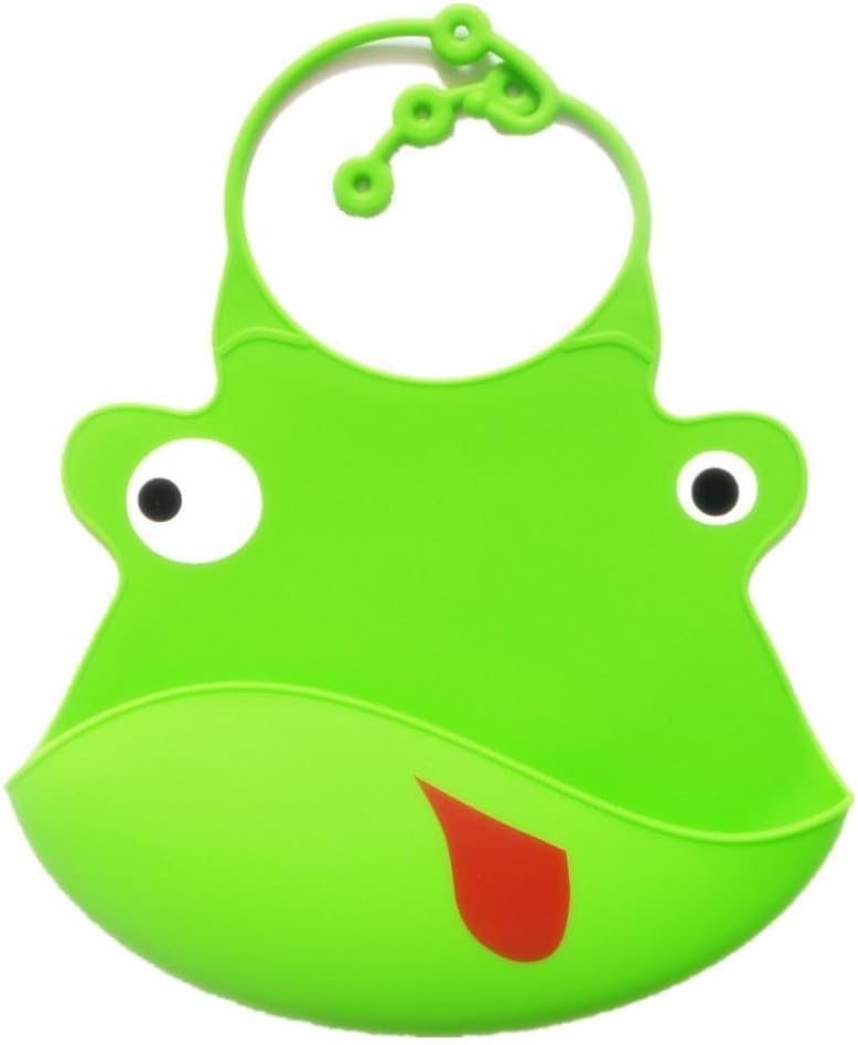 Adjustable Silicone Baby Bib - Packed in Nice Gift Box - This BPA Free Rubber Bib Is Very Stylish and Environmentally Friendly and Can Safely Be Washed in the Dishwasher. It Protects Baby’s Clothes and Is Very Easy to Clean. (Green Frog)