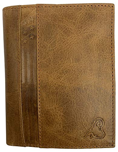MARSHAL Bifold Genuine Leather RFID Blocking Wallet For Men Card Slots, 2 Bill Compartments, ID Windows, Money, (Cavelio Tan)