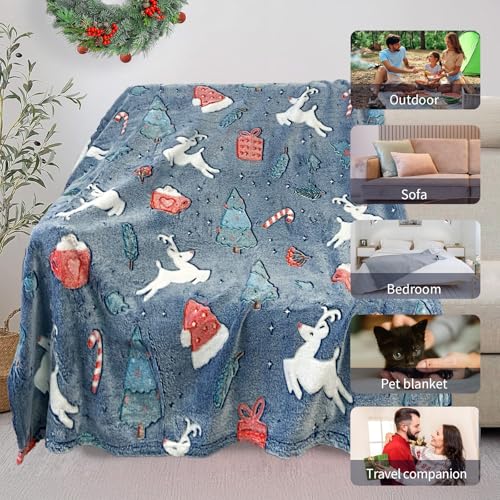Christmas Blanket for Boys, Christmas Glow in The Dark Blanket for Kids/Toddler/Baby, Soft Fleece Blankets and Throw, Birthday 50"x 60"