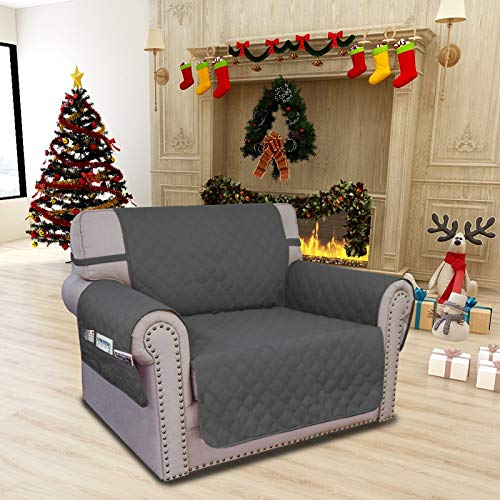 Image of Easy-Going Sofa Slipcover Chair Cover Waterproof Couch Cover Washable Sofa Cover Non-Slip Fabric Furniture Protector with Pocket for Pets Covers Pets Kids Children Dog Cat (Chair, Dark Gray)