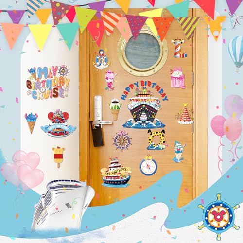 RiVolTa Mouse Birthday Cruise Magnets - 16 Pcs Ship Door Decorations Stickers Cute Captain Sea Navigation Funny Cabin Anchor Magnetic Accessories for Stateroom Cars Refrigerator Carnival Party Decor by RiVolTa - Image 3