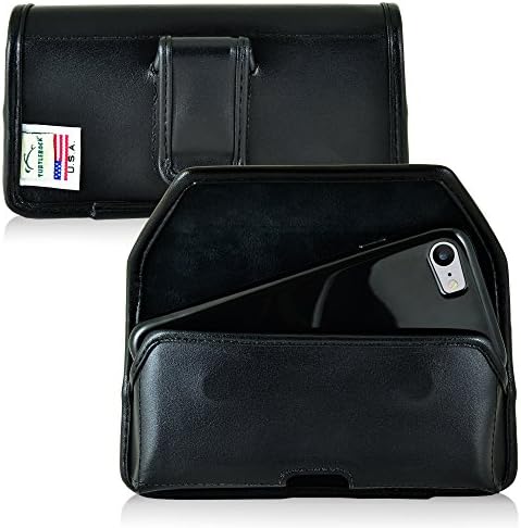 Turtleback Holster for iPhone SE 2022, iPhone 8, iPhone 7 Black Belt Case Leather Pouch with Executive Belt Clip Horizontal Made in USA