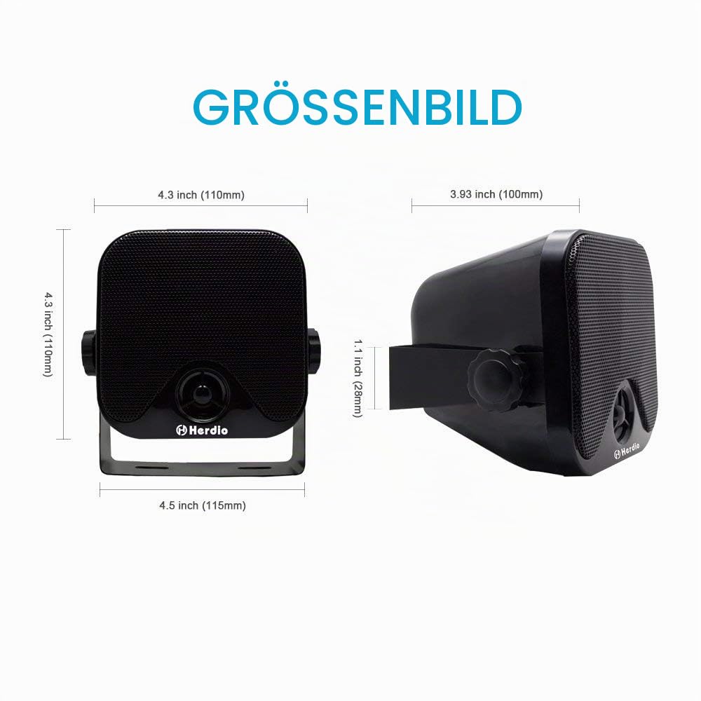 Herdio wasserdichte Marine-Lautsprecher Wandmontage 4-Zoll-Box-Lautsprecher Wasserdicht IP66 für Boat Spa ATV UTV Badezimmer 60 Watt (120 Watt EIN Paar), Schwarz