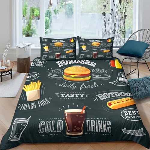 Housse de couette douce et confortable motif fast-food