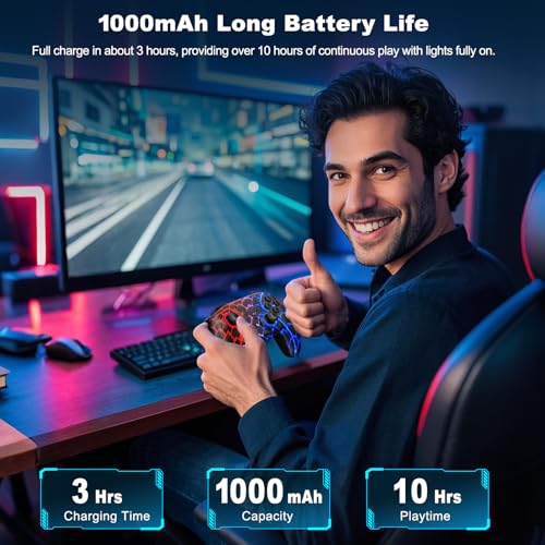 Image of ELISWEEN Wireless PC Gaming Controller- Enhanced Wireless Blue-tooth Controller with Hall Joysticks & 1000mAh Battery-PC gamepad Work for Android /iOS /Steam and Switch 2 /1 with Turbo & Programmable