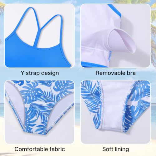 Image of Weixinbuy Girls Swimsuits Bikini Set Kids Bathing Suit Bikini Top Bottom 2Pcs Teen Girls' Swimwear Set