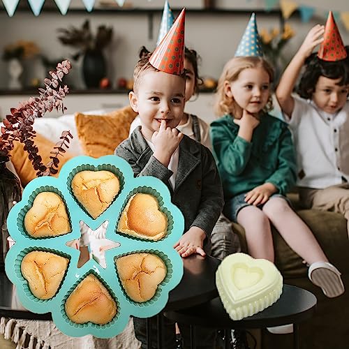 inki Herz Kuchenform Muffinform Muffinblech, 6-Kavität 3D Liebesherz Silikon Backformen, Antihaftbeschichtet, Silikonform in Herzform, Muffin Backform, für Seife,Schokolade,Gelee,Cupcake (Rosa)