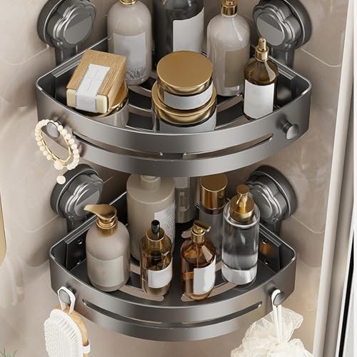 Étagère d'angle de douche à ventouses en matériau robuste - 5