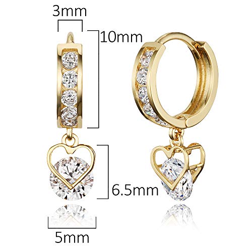 14k Gold Plated Brass Heart Channel Cz Huggy Baby Girls Hoop Earrings2
