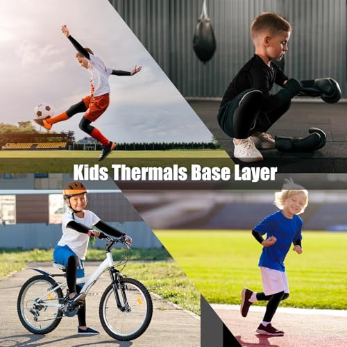 Boys Thermals Underwear Sets Kids Long Sleeve Base Layer Athletic Compression Top and Bottom Set for Running Sport4