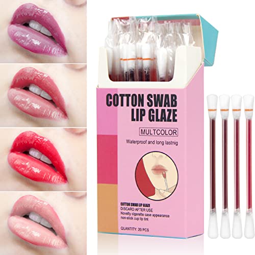 20 Pcs Swab Tattoo Matte Lipstick, Long Lasting Waterproof Disposable Portable Lipstick, Red Moisturizing Lip Balm