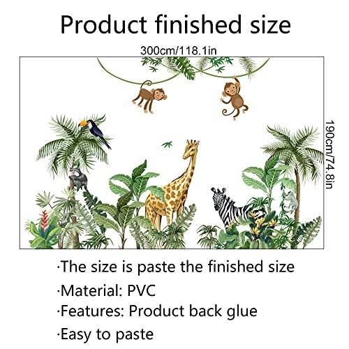 Vinilo decorativo grande de hojas tropicales y animales miniatura 5