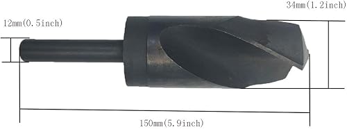Miniatura 4 de XMHF Broca reducida de acero de alta velocidad de óxido negro de 1.496 in
