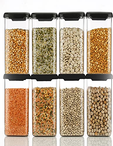 Image of Women's 1st Choice Unbreakable Plastic Containers Set (1500ml, Set of 8-Black)