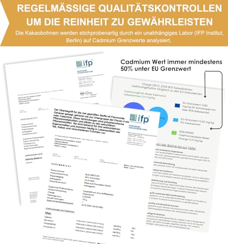 Edelmond Bio Honig Praline mit Mandel und Kakaobohnen. Handarbeit ohne Kristallzucker ohne Alkohol. Laktosefrei, Glutenfrei (100 g-9Stück Box)