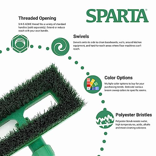 Image of SPARTA 3638831EC09 Polyester Rectangle Scrub Brush, Floor Brush, Cleaning Brush With Swivel Head For Cleaning, 8 Inches, Green