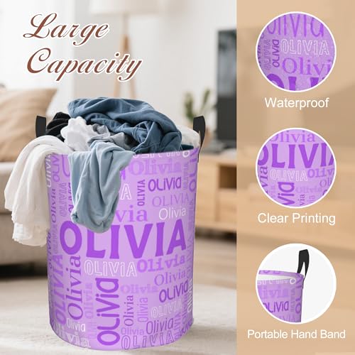 Image of Custom Name Laundry Hamper, Personalized Laundry Basket with Name for Boys Girls Kids Men Women, Customized Name Dirty Clothes Basket Gifts for Clothes Toy Bathroom Bedroom Laundry Room Dorm